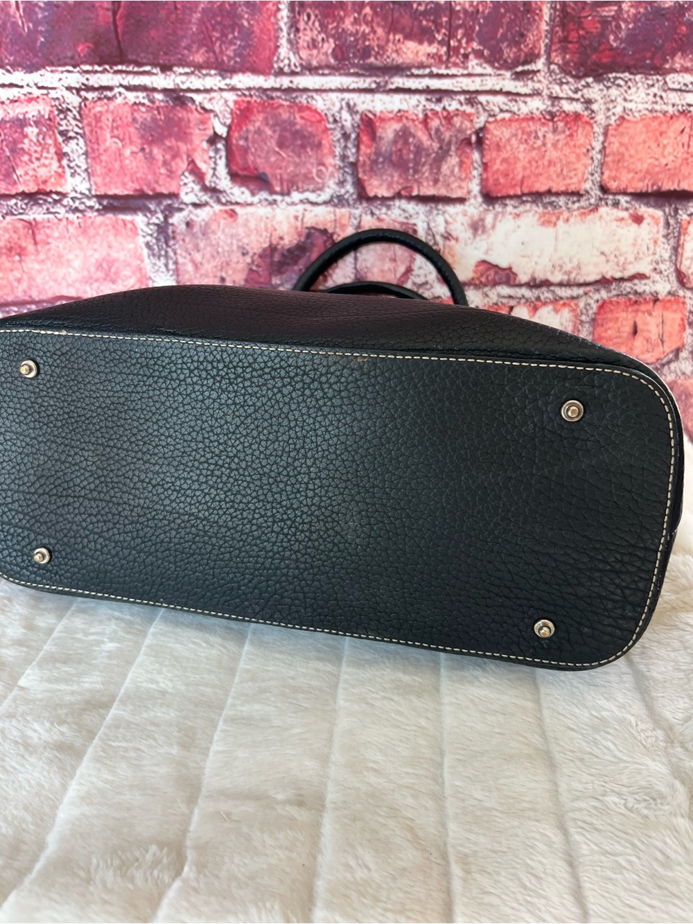 Dooney & Bourke Vintage Embossed Pebbled Leather Dome Satchel - Black - Picture 6 of 10